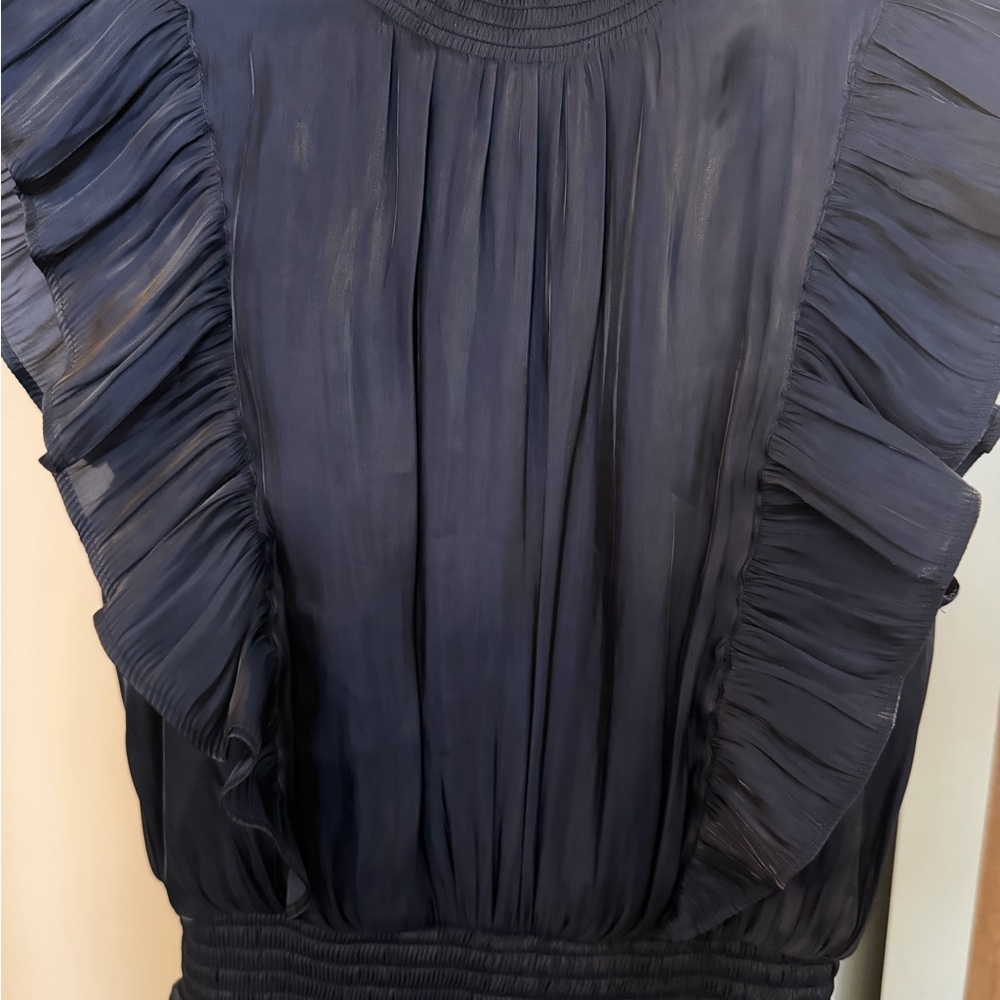 Lulu's Navy Ruffled Smocked Midi Dress - Picture 7 of 7